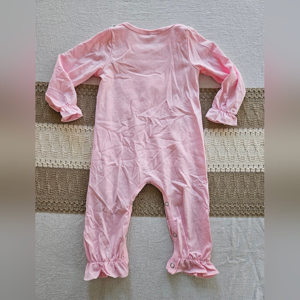 Sassy Kids Pink Floral Bow Applique Romper Sz 6-12M - Picture 4 of 5